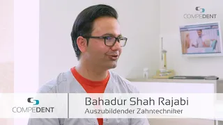 Compedent Azubi Bahadur findet die Abwechslung im Dentallabor super