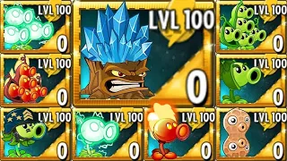 Every PEA Level 100  Vs 1000 Dark Ages Gargantuar Zombie - PvZ 2 Challenge