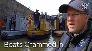 83. Squeezing five boats into a lock on the River Severn to Gloucester