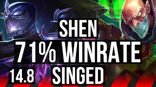 SHEN vs SINGED (TOP) | Rank 3 Shen, 71% winrate, 10/3/7, Dominating | NA Challenger | 14.8