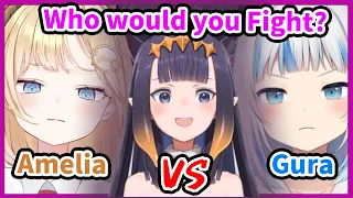 Ina - Who would You Fight!? Ame or Gura?【Ninomae Ina'nis / HololiveEN】