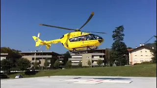 I-EITF Verona Emergenza decollo da piazzola ospedale di Valdagno Ec145