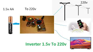 How To Make Inverter 1,5v to 220v With Mobile charger - Mini inverter 1.5V to 220V|DC to AC Inverter