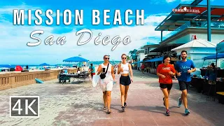 [4K] Mission Beach Boardwalk to Belmont Park San Diego California - Walking Tour