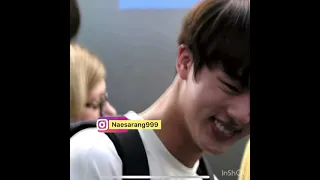 BTS JIN being shy ☺️ when fans saw him at airport