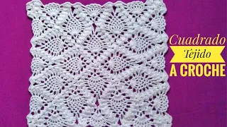 Cuadrado tejido a crochet(Tutorial) cuadrado con puntos piña-Cuadrado a Croché-Granny square crochet