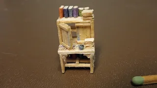 Письменный столик (секретер) из спичек. Миниатюрная мебель. Miniature furniture made of matches. DIY