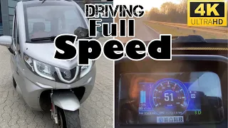 Driving Full Speed, Electric 3-wheel scooter, Top speed, Electric Cabin Scooter, Driving Test, T3-1