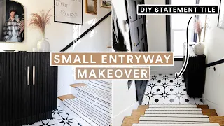 SMALL ENTRYWAY MAKEOVER + DIY Statement Tile & Stair Runner!