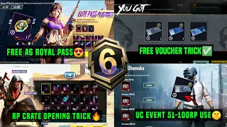 🔴FREE A6 ROYAL PASS BGMI/A6 30UC 60UC 90 UC VOUCHER KAISE LE TRICK/A6 RP CRATE OPENING/BGMI UC EVENT