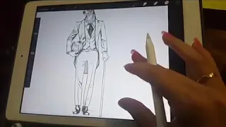 Тату олень в костюме рисунок с помощью планшета iPad   в программе Procreate