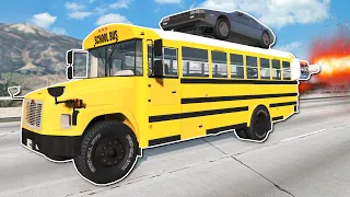 ATTACHING CARS TO A ROCKET BUS! - BeamNG Drive Multiplayer