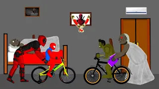 Granny vs Spiderman Hulk Cycle Funny Animation - Drawing Cartoon 2 | Spider-man | Granny | Part-12