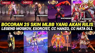 BOCORAN 25 SKIN MLBB YANG AKAN RILIS !! SKIN EXORCIST, LEGEND MOSKOV, NATALIA CC, ALPHA CC, DLL MLBB