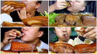 ASMR Eating Pork Ribs, Pork Belly, Pork Spicy 🔥 Curry 🍛 With Rice 🌾 Compilation || Mukbang Eating ||