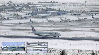 Snow at Athens Airport 2021 - (4K Extended version)