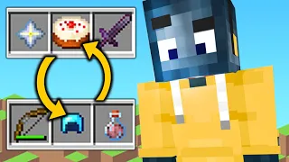 Minecraft But INVENTORY RANDOMIZES Every 15 Seconds...