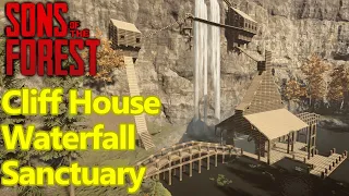 How I built a LEGENDARY waterfall base with cliffside houses in Sons of the Forest