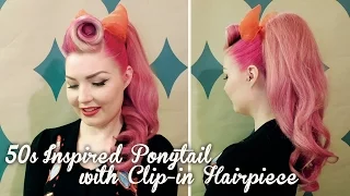 50s / Vintage Inspired Ponytail Using A Clip-in Hairpiece | Diablo Rose