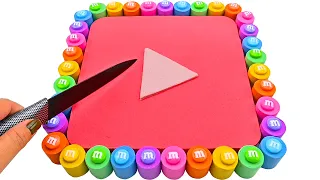 Satisfying Video l How To Make Rainbow Play Youtube Cake with Kinetic Sand, Candy Cutting ASMR