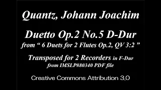 Quantz, J. J. _ Duetto Op.2 No.5 D-Dur, QV 3.2 [2 Recorders]