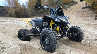 На квадриках по лесу   Yamaha YFZ450R, YFM700/ CRASH  Honda TRX700/ Kawasaki KFX450/ moto Aprilia.