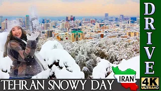 IRAN Tehran Drive in Snowy Day 1401 - City of Tehran Driving Tour | ایران برفی