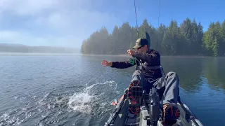 Kayak Fishing With MICRO FISHING ROD | $8 UltraLight Fishing | PERFECT MORNING ON THE LAKE