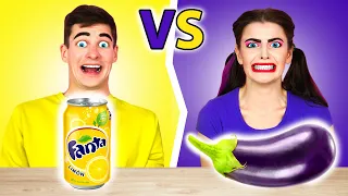 EATING ONLY ONE COLOR FOOD FOR 24 HOURS! Last To STOP Eating PURPLE VS YELLOW Food by Ideas 4 Fun!