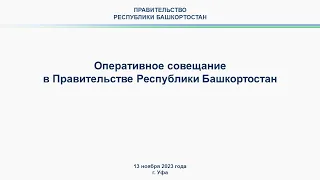 Оперативное совещание в Правительстве Республики Башкортостан: прямая трансляция 13 ноября 2023 г.