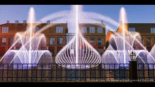 lake fountain with water screen