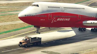 Emergency Landing - Truck helps in landing the plane while front tires burst -- GTA 5