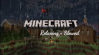 Minecraft Music + Rain & Thunder to relax & study 8 hours | Rainy night in a small village.