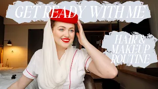 GET READY WITH ME | Updated Makeup Routine | Curly Hair Up Do | EMIRATES FLIGHT ATTENDANT