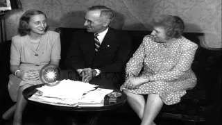 Senator Harry S Truman shares, with his wife and daughter, messages congratulatin...HD Stock Footage