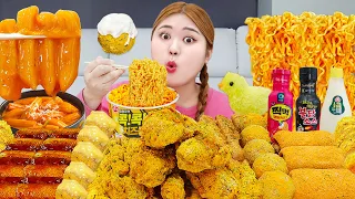 뿌링클 치킨스넥 치즈볼 먹방🍗 MUKBANG BHC BBURINKLE FRIED CHICKEN 떡볶이 치즈볼 EATING REAL SOUND | HIU 하이유