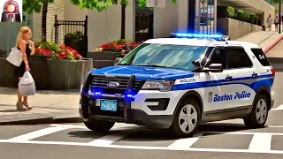 Great Siren! Boston Police Car Responding Urgently - Ford Interceptor