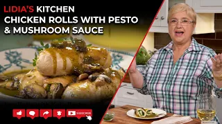Chicken Rolls with Kale Pesto and Mushroom Sauce