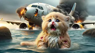 Plane crash -  What is Fate of Cat family!😿😭 #cat #cutecat  #aicat #cat #catlover #aicat7