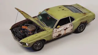 Revell 1/25 Ford Mustang 1969 Boss scale model us muscle car full build and paint video