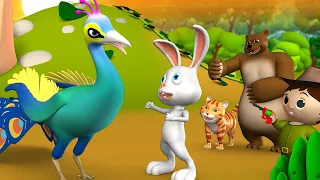 Rabbit and Peacock's Fight Story | खरगोश और मोर की लड़ाई हिन्दी कहानी | 3D JOJO Kids Moral Stories