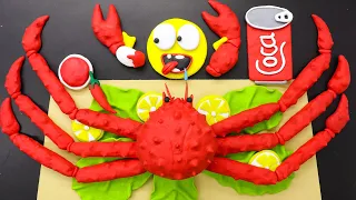 Funny Mukbang Pacman Eating Giant Super Giant King Crab | Pacman Stopmotion Game