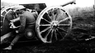 US 128th Field Artillery firing  French 75-mm guns  at Le Cotes de Forimont on Se...HD Stock Footage