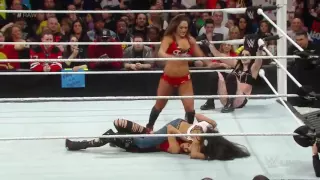 AJ Lee returns to attack Nikki and Brie Bella on WWE RAW  March 2, 2015