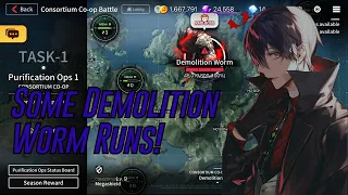 [Counter:Side Sea] Demolition Worm Runs Guild Consortium Coop ONE SHOTS Level 1, Level 2, Level 4!