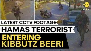 Israel-Palestine war:  Hamas Terrorist Entering Kibbutz Beeri captured in CCTV | WION ORIGINALS