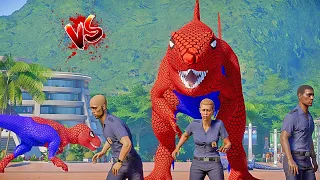 All Superhero SPIDER-MAN Battle in Jurassic World |Dinosaur Best SuperHero Team|