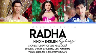 STUDENT OF THE YEAR - Radha (Lyrics/Hindi/Eng)