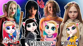 Wednesday Addams And Harley Quinn Vs Enid Sinclair And M3GAN Doll My Talking Angela 2 Dance Cosplay