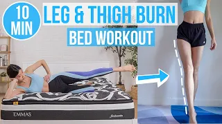 10 MIN LEG & THIGH BURN WORKOUT IN BED (+ 5 min Leg & Back Relaxing Stretch ) #EmiTransform